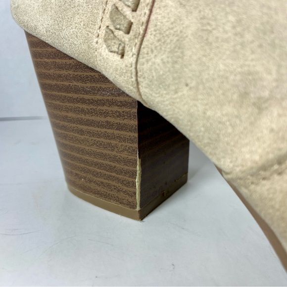 Tan suede western cowboy ankle booties festival rodeo cowgirl boots champagne - Picture 10 of 12